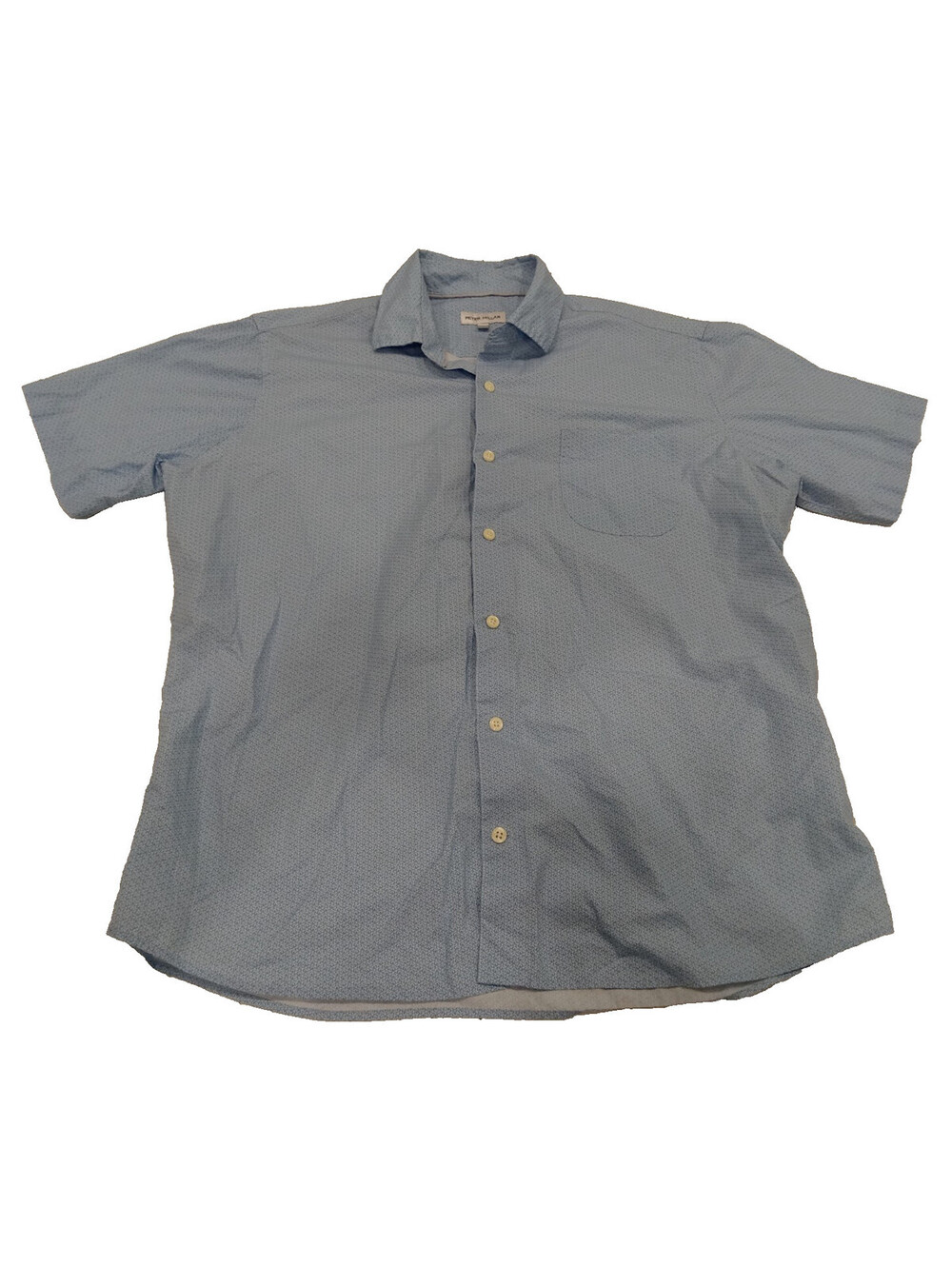 Peter Millar Shirt Mens Large Blue Microdot Pattern Short Sleeve Button Up Dress